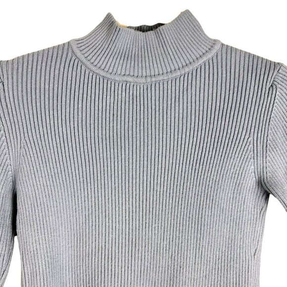 2/$30 Zara Blue Backless Mock Neck Knit Sweater Wrap Around Tie Size Small - Picture 5 of 14